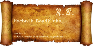 Machnik Bogárka névjegykártya